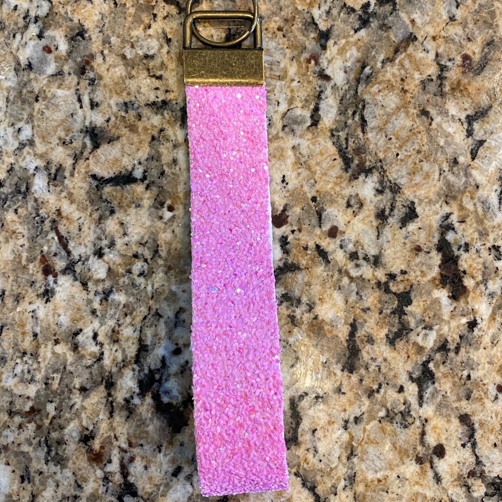 Pink sparkles loopy keychain